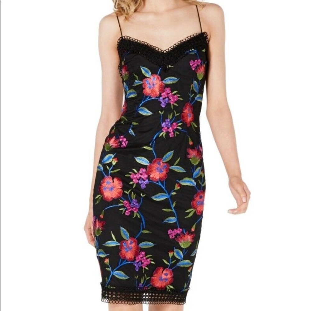 Aidan Mattox Floral Embroidered Crochet Dress